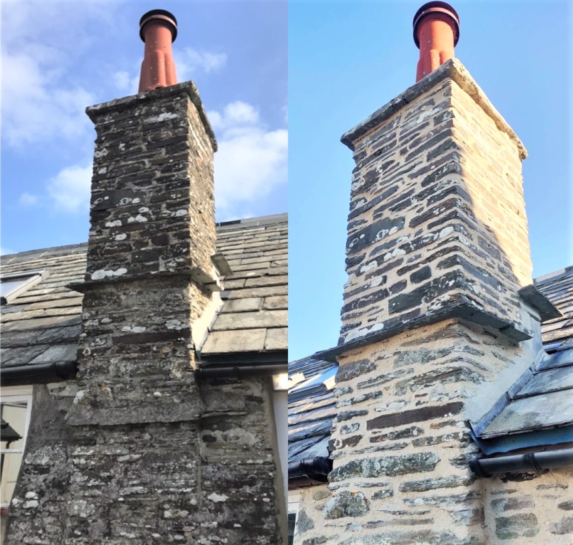 Lime Pointing Chimney Tintagel Cornwall